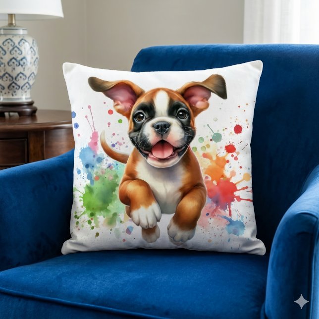 Boxer Hund Farb Splash Kissen (Von Creator hochgeladen)
