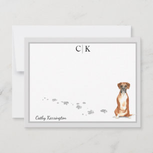 Boxer Hund graue Grenzmonografie Ihr Name ist indi Mitteilungskarte