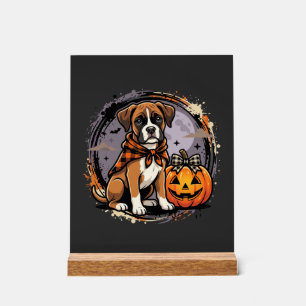 Boxer-Hund Halloween-Kürbis-Sublimation Acrylschild