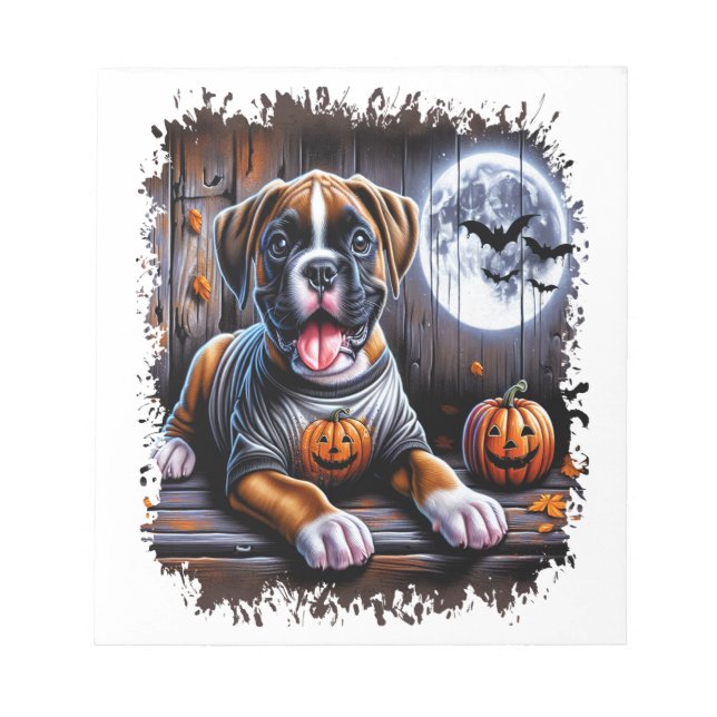 Boxer-Hund Halloween Notizblock (Vorderseite)
