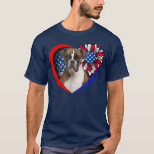 Boxer Hund Heart American Flag 4. Juli USA Flagge T-Shirt