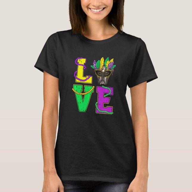 Boxer Hund I Liebe Welpe Mardi Gras Männer Frauen  T-Shirt (Vorderseite)