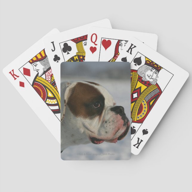 Boxer Hund im Schnee Spielkarten (Rückseite)