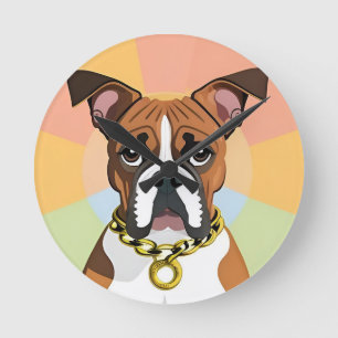 Boxer Hund in lebendigen, zirkulären Rahmen Runde Wanduhr