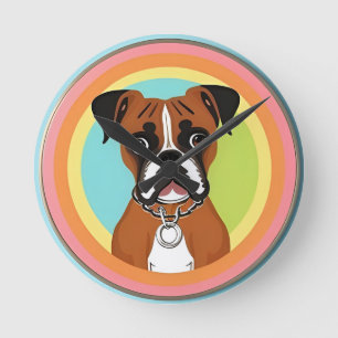 Boxer Hund in lebendigen, zirkulären Rahmen Runde Wanduhr
