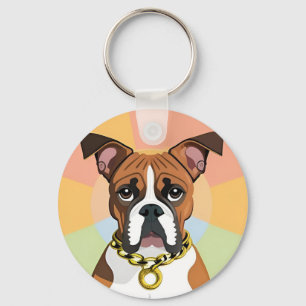 Boxer Hund in lebendigen, zirkulären Rahmen Schlüsselanhänger