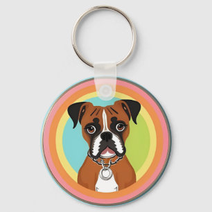 Boxer Hund in lebendigen, zirkulären Rahmen Schlüsselanhänger