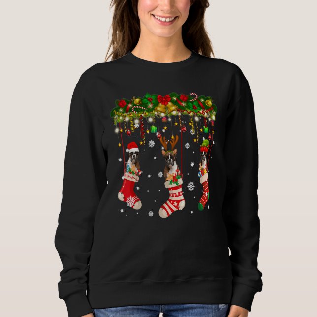 Boxer Hund in Sock Xmas Rentier Santa Elf Dog Paja Sweatshirt (Vorderseite)