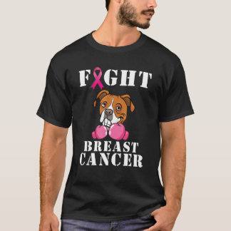 Boxer Hund Kampf Brustkrebs Bewusstseinsunterstütz T-Shirt