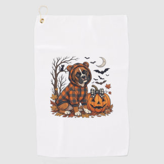 Boxer-Hund Karo-Hoodie Halloween-Kürbis Fledermäus Golfhandtuch