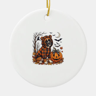 Boxer-Hund Karo-Hoodie Halloween-Kürbis-Fledermäus Keramik Ornament