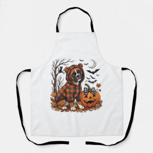 Boxer-Hund Karo-Hoodie Halloween-Kürbis-Fledermäus Schürze