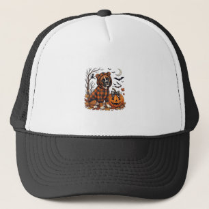 Boxer-Hund Karo-Hoodie Halloween-Kürbis-Fledermäus Truckerkappe