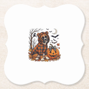 Boxer-Hund Karo-Hoodie Halloween-Kürbis Fledermäus Untersetzer