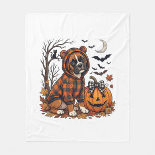 Boxer-Hund Karo Pullover Halloween Kürbis Fledermä Fleecedecke