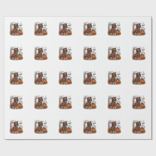 Boxer-Hund Karo Pullover Halloween Kürbis Fledermä Geschenkpapier