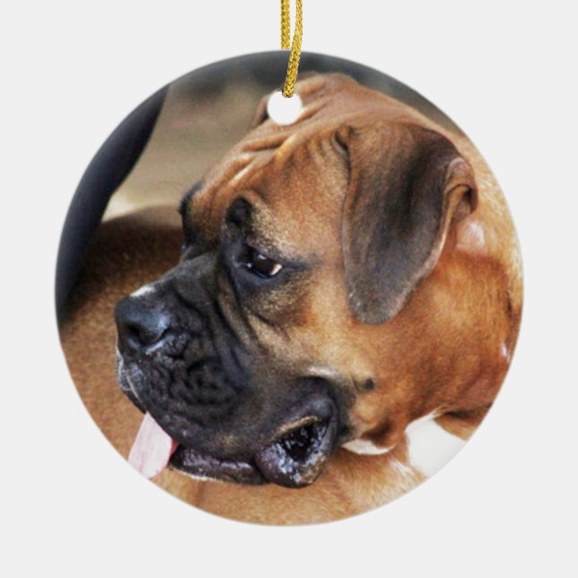 Boxer-Hund Keramik Ornament (Vorne)
