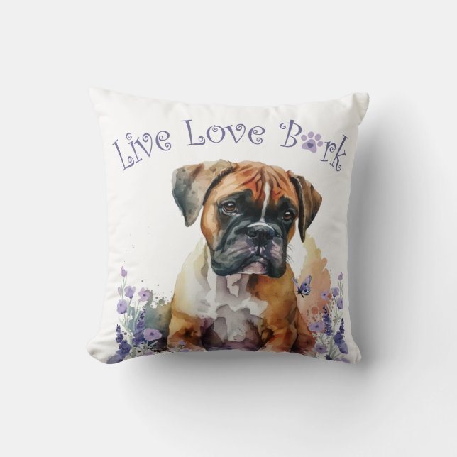 Boxer Hund Mama Floral Kissen (Vorderseite)
