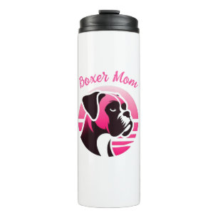 Boxer Hund-Mama in Rosa Thermosbecher