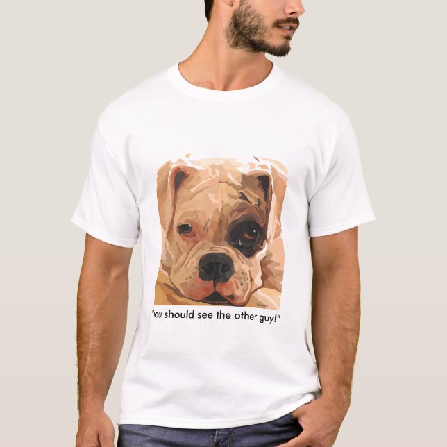 Boxer-Hund mit Augen-Malereit-shirt T-Shirt (Vorderseite)