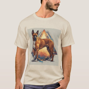 Boxer Hund mit geometrischem Hintergrund T-Shirt