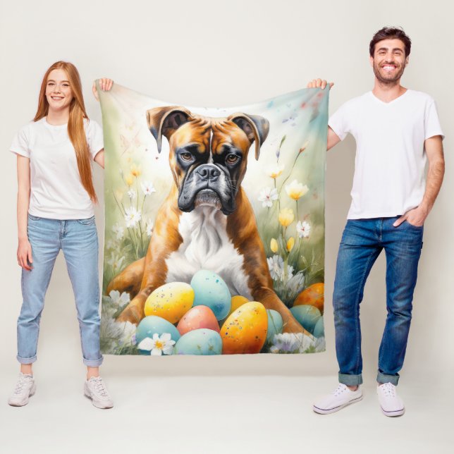Boxer Hund mit Ostereiern Urlaub Fleecedecke (Beispiel)