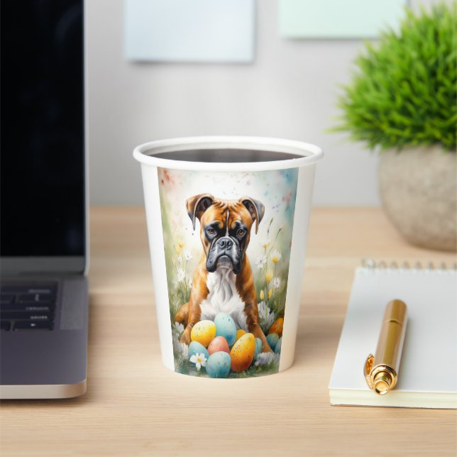 Boxer Hund mit Ostereiern Urlaub Pappbecher (InSitu)