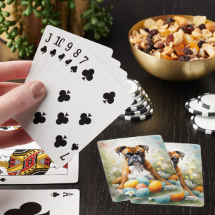 Boxer Hund mit Ostereiern Urlaub Spielkarten