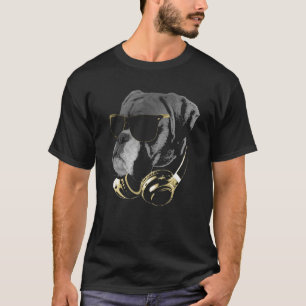 Boxer Hund mit Sonnenbrille und Kopfhörer T-Shirt