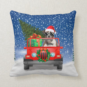 Boxer Hund mit Weihnachtsgeschenken Kissen