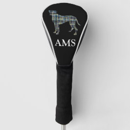 Boxer Hund Niedliche Silhouette Gelb & Blau Gitter Golf Headcover
