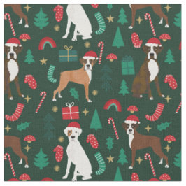 Boxer Hund niedliche Weihnachten dunkelgrün Stoff