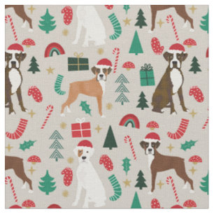Boxer Hund niedliche Weihnachten Stoff