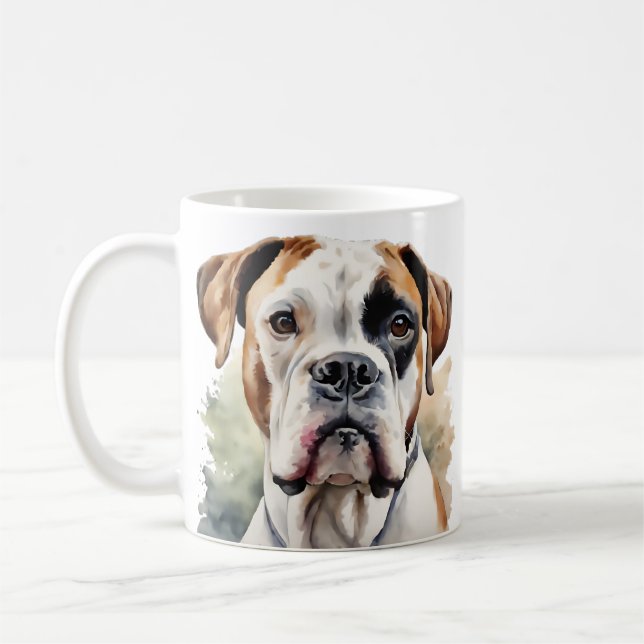Boxer Hund-Pose in Wasserfarbe Kaffeetasse (Links)