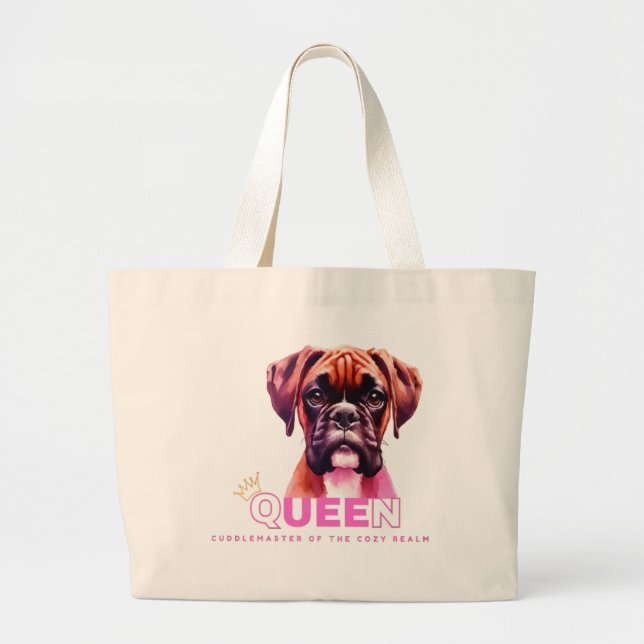Boxer Hund: Queen Cuddle Master Jumbo Stoffbeutel (Vorne)