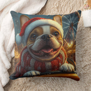 Boxer-Hund-Roller-Coaster-Weihnachten Kissen