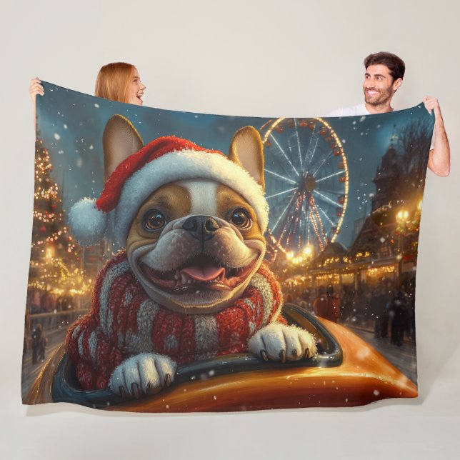 Boxer-Hund-Rollercoaster-Weihnachten Fleecedecke (Beispiel)