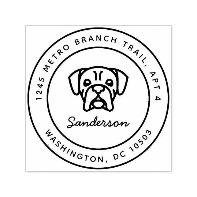 Boxer Hund Rücksendeadresse Briefmarke selbstsücht Permastempel (Design)