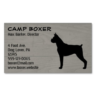 Boxer Hund Silhouette Imitat Holzstil Magnetische Visitenkarte