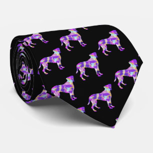 Boxer Hund Silhouette Lila Farben Schwarzer Neck Krawatte