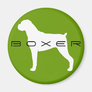 Boxer-Hund-Silhouette mit natürlichen Ohren Magnet