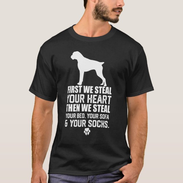 Boxer Hund Stechen Sie Ihr Herz Stechen Ihr Bett-S T-Shirt (Vorderseite)