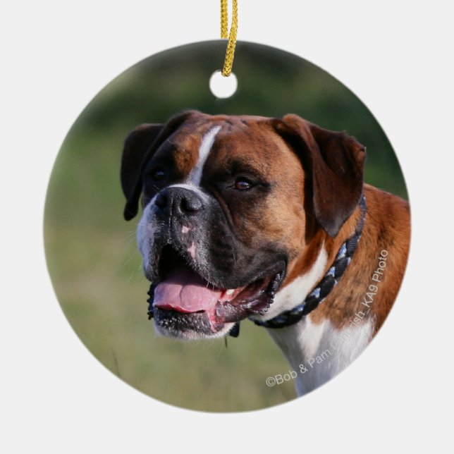 Boxer-Hund stehend Keramikornament (Vorne)