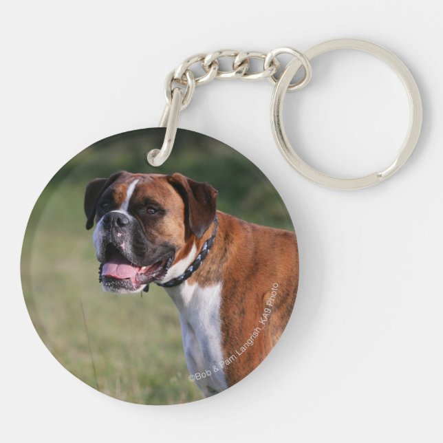Boxer-Hund stehend Schlüsselanhänger (Rückseite)