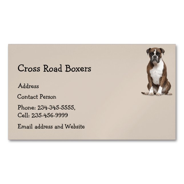 Boxer Hund Tier Magnetische Visitenkarte (Vorderseite)
