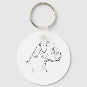Boxer-Hund-Tinte-Kunst – Minimalistische Hund-Lini Schlüsselanhänger