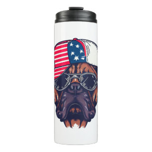 Boxer Hund trägt White Red Blue Thermosbecher