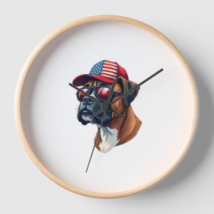 Boxer Hund trägt White Red Blue Uhr