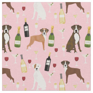 Boxer Hund und Weinrosa Stoff