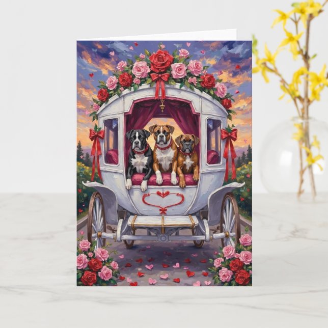 Boxer Hund Valentinstag  Karte (Gelbe Blume)